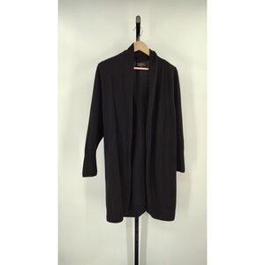 Quince Women Mongolian Cashmere Duster Cardigan Sweater Black Sleeved Top XL